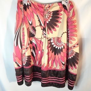 Worthington vintage style orange pink brown skirt